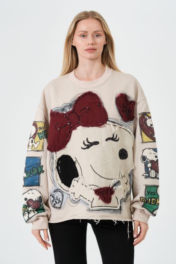 Kadın Oversize Renkli Karakter Baskılı Sweatshirt – Casual Streetwear