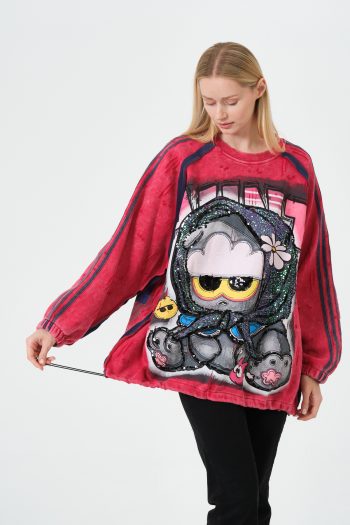 Oversize Grafik Baskılı Sweatshirt – Renkli ve Trend Kadın Üst Giyim