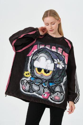 Oversize Grafik Baskılı Kadın Sweatshirt – Sokak Modası